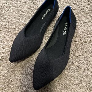 Rothy's Black Flats with Blue Trim